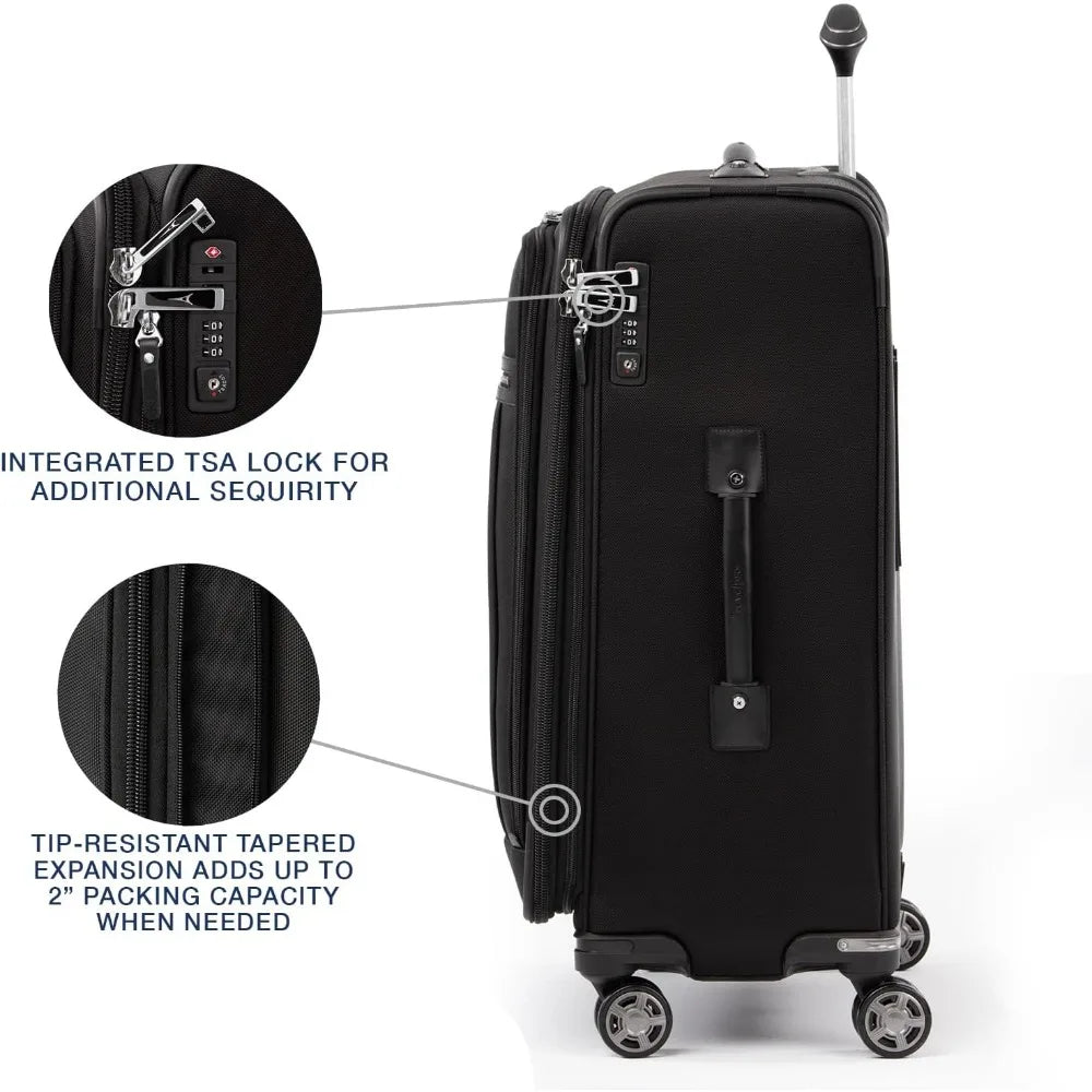 Platinum Elite Softside Expandable Checked Luggage, 8 Wheel Spinner Suitcase, TSA Lock, Men and Women, 25-Inch