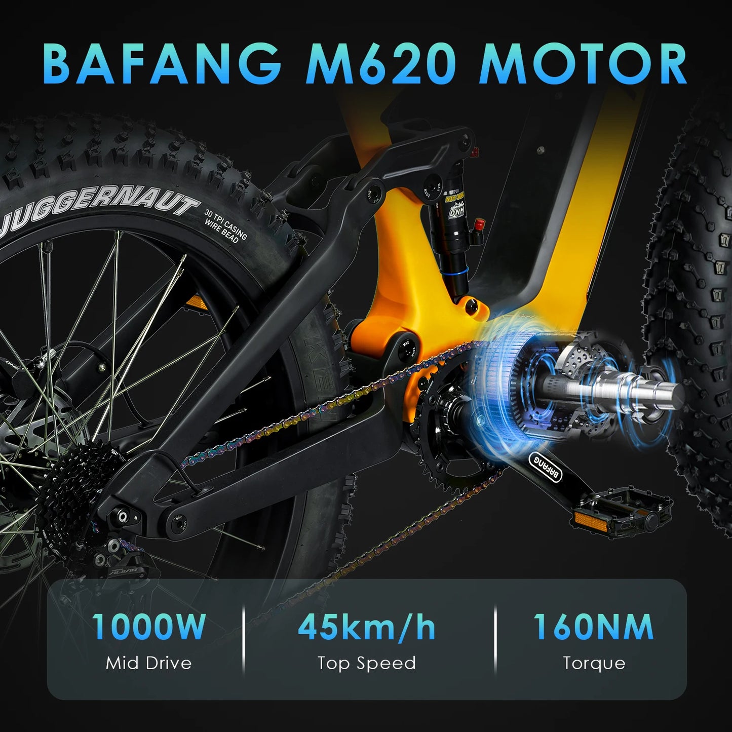 2024 HEZZO Carbon Fiber Electric Bicycle 52V 1000W BAFANG M620 Mid Drive 21Ah Emtb Fat Tire Ebike Off-Road 9 Speed Electric Bike