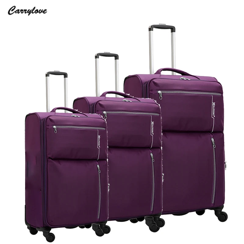 Carrylove 20"24"28" Inch Soft Waterproof Trolley Suitcase Set Rolling Luggage Bag 3 Pieces