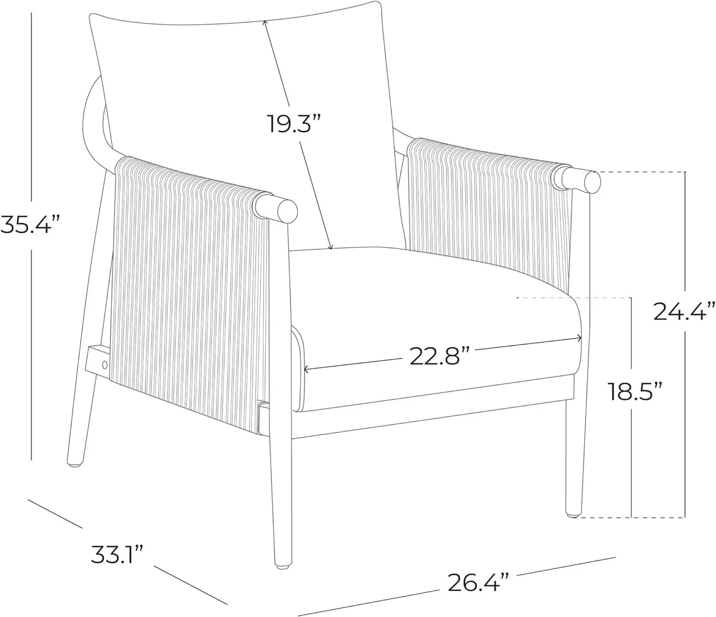 Braid Armchair, Modern Accent Chair Arm Rest for Living Room, Light Grey