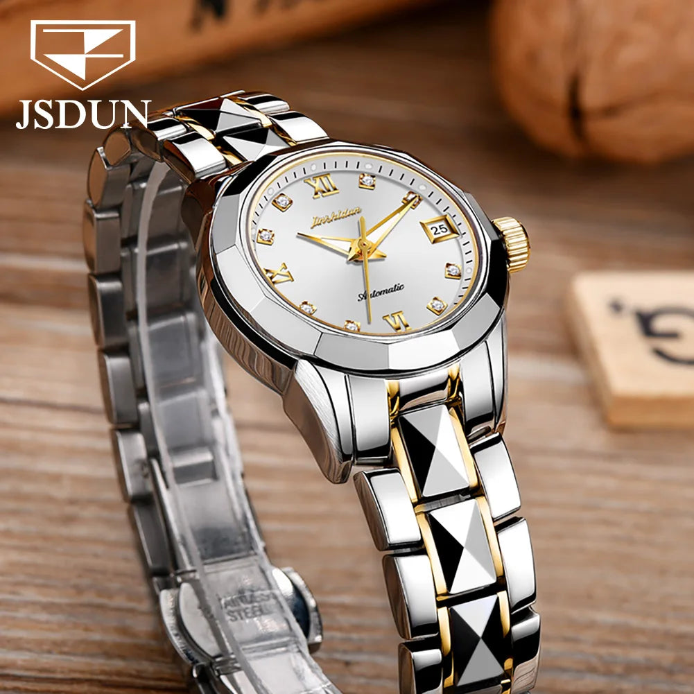 JSDUN Elegant Luxury Women Automatic Mechanical Watches New Waterproof Luminous Lady Wrist Watch Casual Fashion Watch for Women