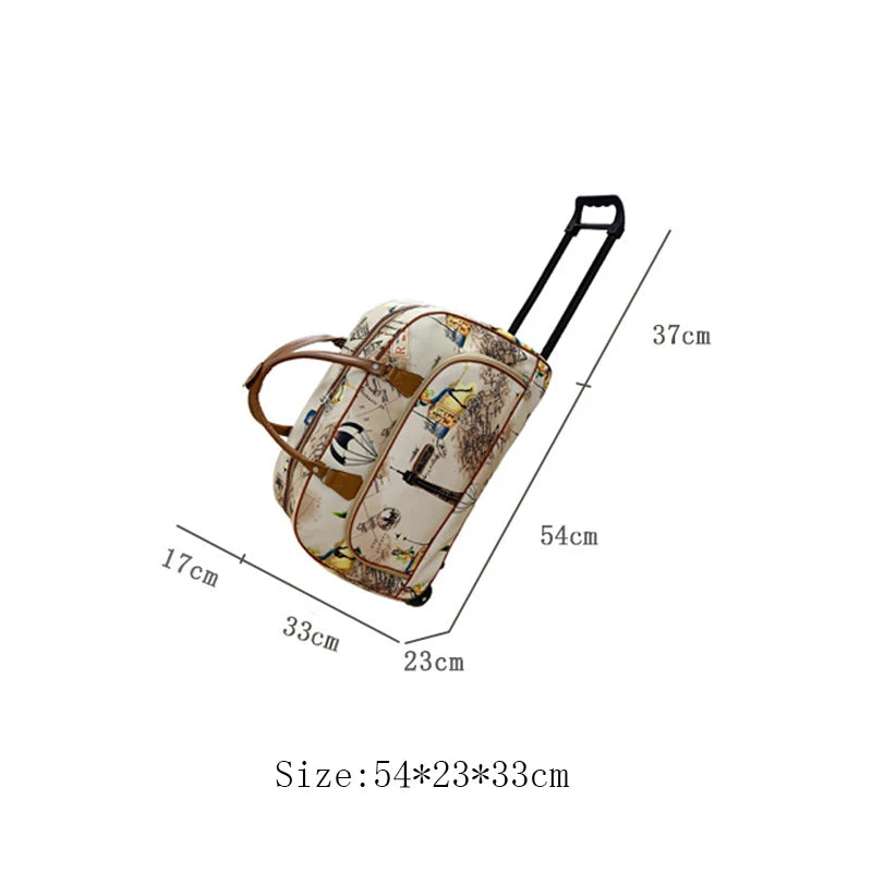 Large Capacity Women Travel Suitcase Trolley Bags Wheeled Bag Oxford Waterproof Rolling Luggage Travel Bag With Wheels