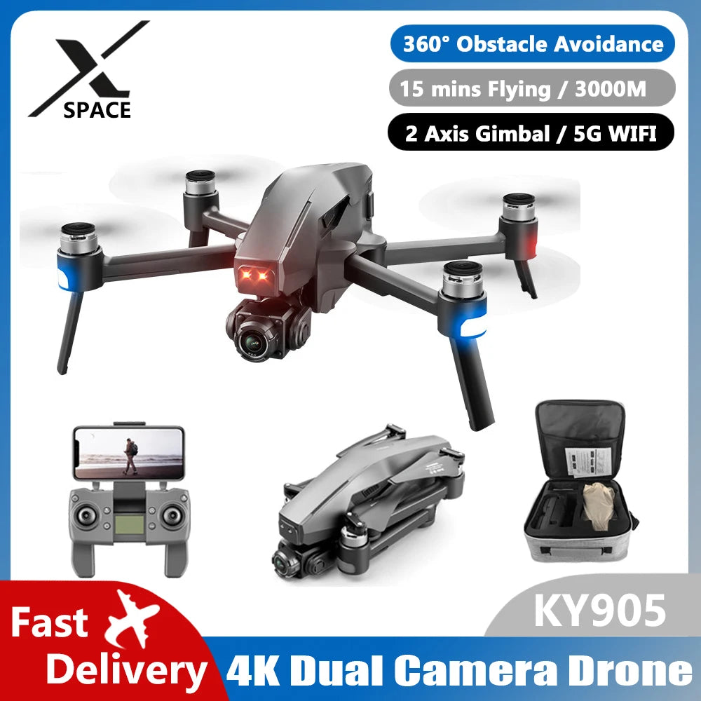 KY905- Equipped With 4K, 5G, GPS, Mini HigH-definition Drone, AeriAl PhotograPhy, Folding Helicopter, RC Quadcopter, Distance