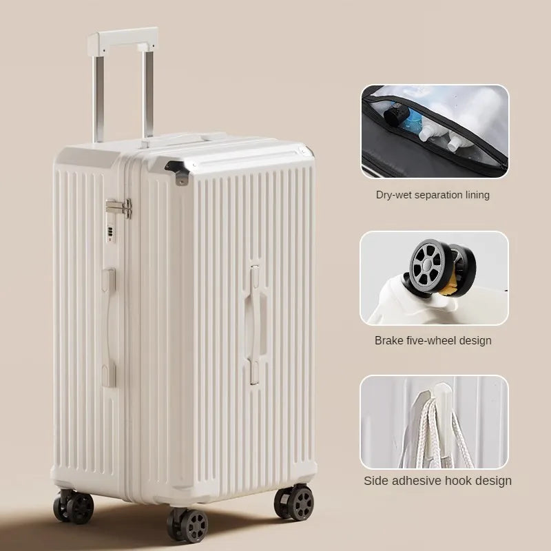 Large capacity luggage trolley case female 2024 new strong and durable 28-inch universal wheel travel password suitcase