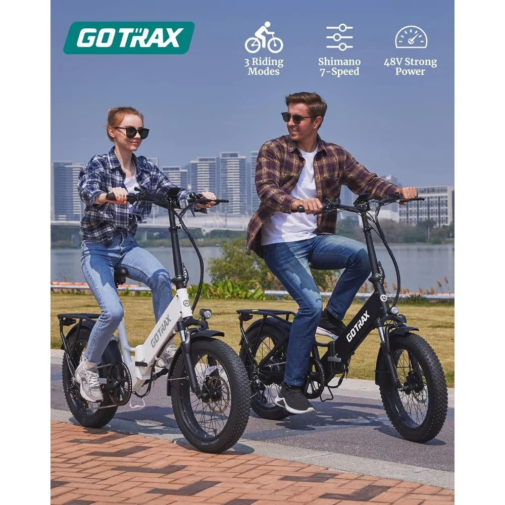 Folding Electric Bike with 55 Miles (Pedal-assist1) by 48V Battery, 20Mph Power by 500W, LCD Display and 5 Pedal-Assist Levels