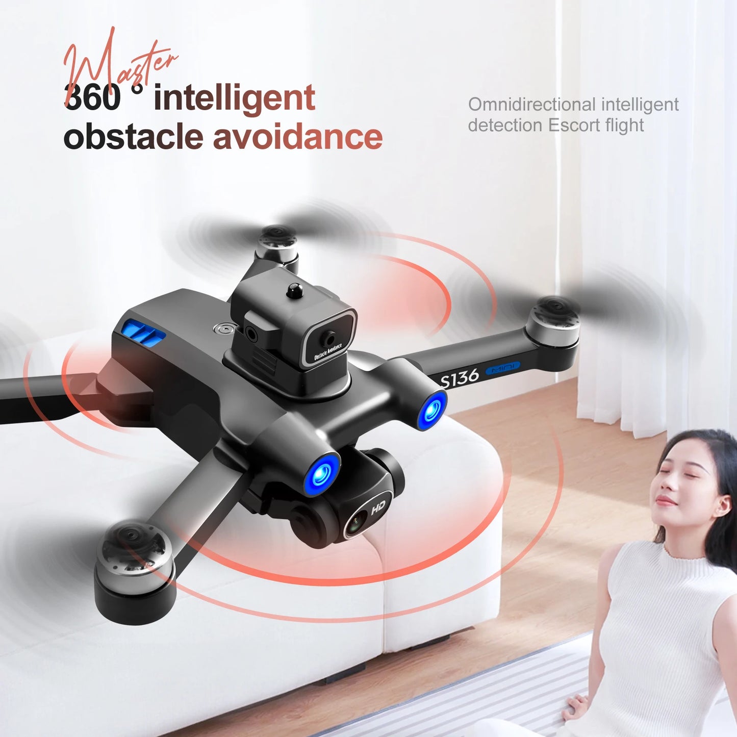 S136 Rc Drone 4K Hd Camera Brushless Remote Control Drone Uav Obstacle Avoidance Remote Control Aircraft for Boys