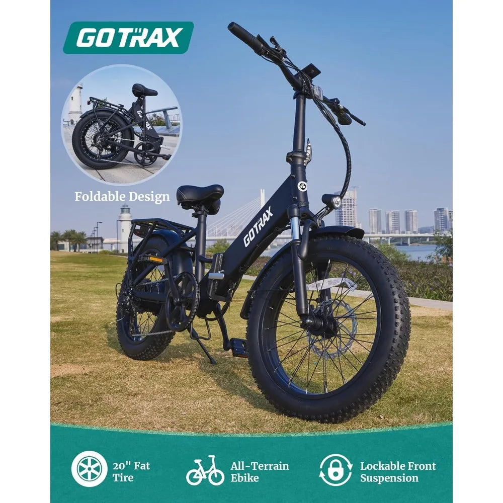 Folding Electric Bike with 55 Miles (Pedal-assist1) by 48V Battery, 20Mph Power by 500W, LCD Display and 5 Pedal-Assist Levels