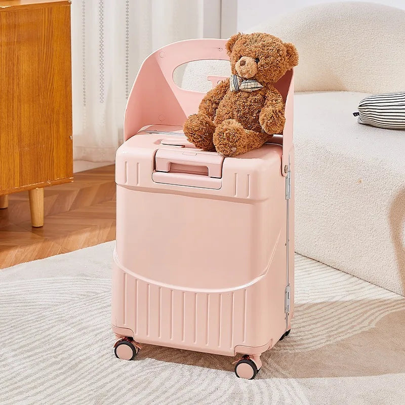 Children Trolley Boarding Case Universal Wheel Rolling Suitcase Large Capacity Portable Seat Design for Child Carry on Suitcase