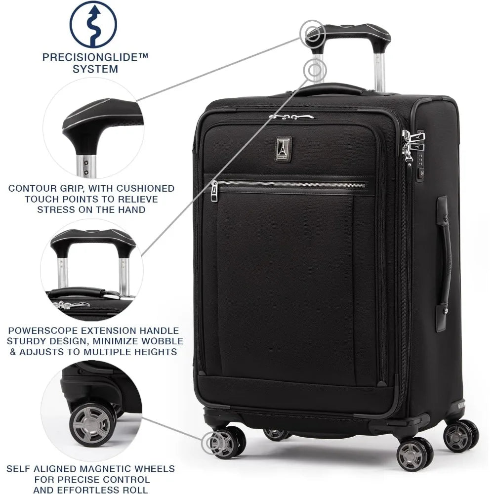 Platinum Elite Softside Expandable Checked Luggage, 8 Wheel Spinner Suitcase, TSA Lock, Men and Women,  25-Inch