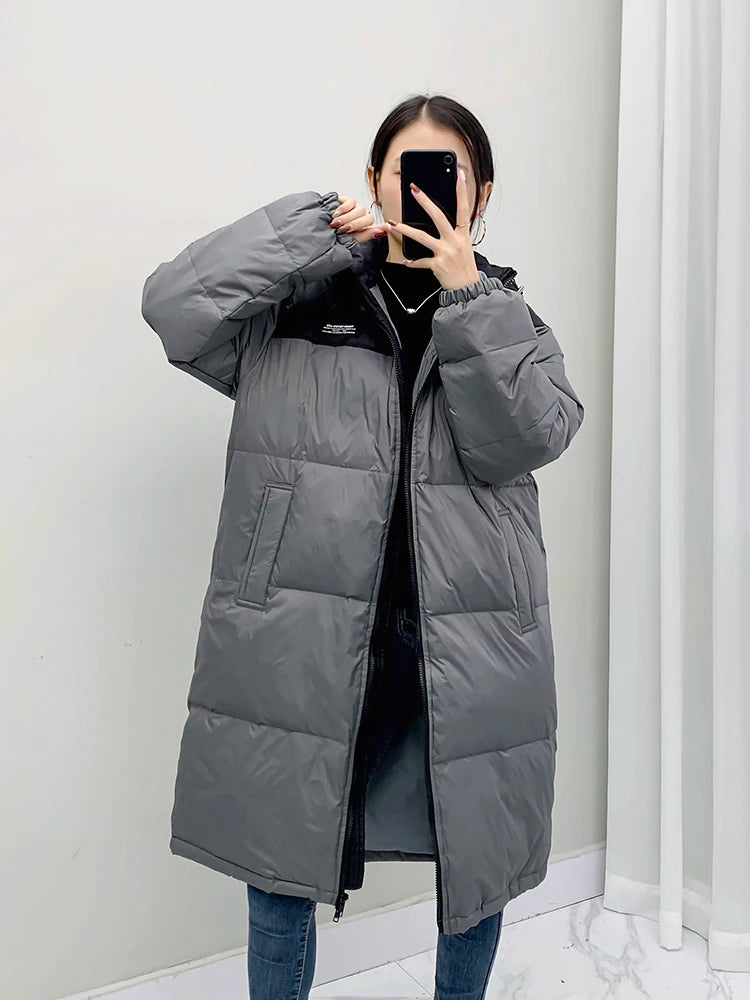 Fashion Down Jackets Women's Clothing 2022 New Korean Loose White Duck Down Warm Jackets Winter Coats Female Overcoats fp299