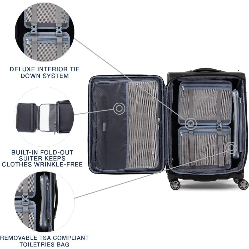 Platinum Elite Softside Expandable Checked Luggage, 8 Wheel Spinner Suitcase, TSA Lock, Men and Women,  25-Inch