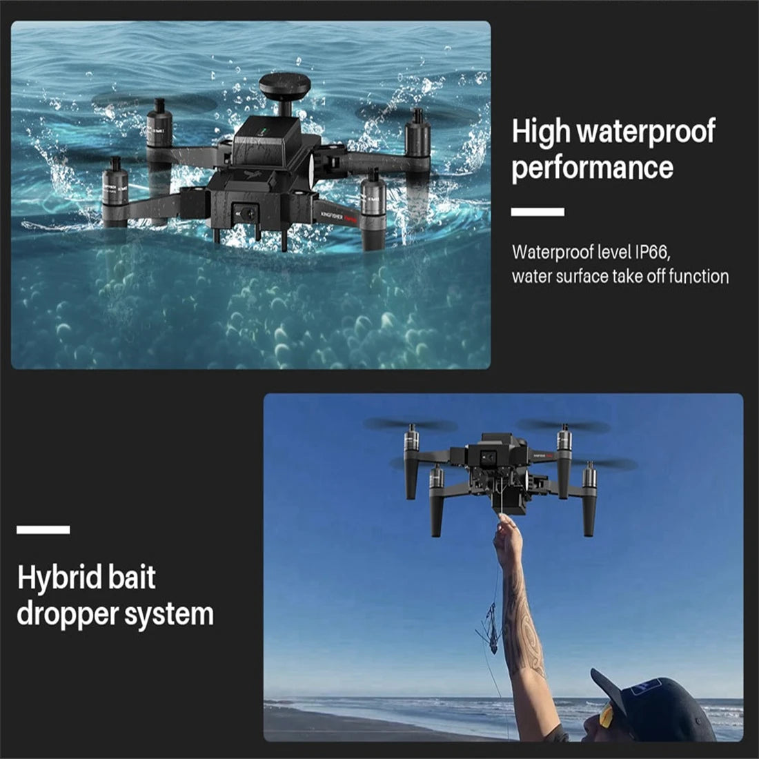 Best Fishing Drone with Bait Release, 30mins Waterproof Mini FPV Drone, Auto Drop Bait Foldable Quadcopter Drone with 4K Camera